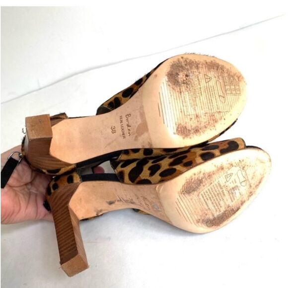 Boden Cicely Leopard Calf Hair Cutout Peep Toe Heels Size 38 / US 7 - Picture 7 of 10